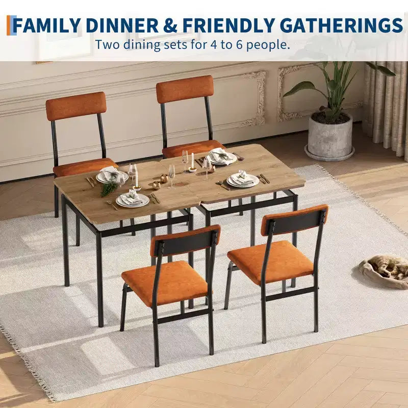 Industrial Dining Table Set for 2, Wooden Kitchen Table Set, Farmhouse Breakfast Nook Furniture Set, for Dining Room, Apartment, Studio