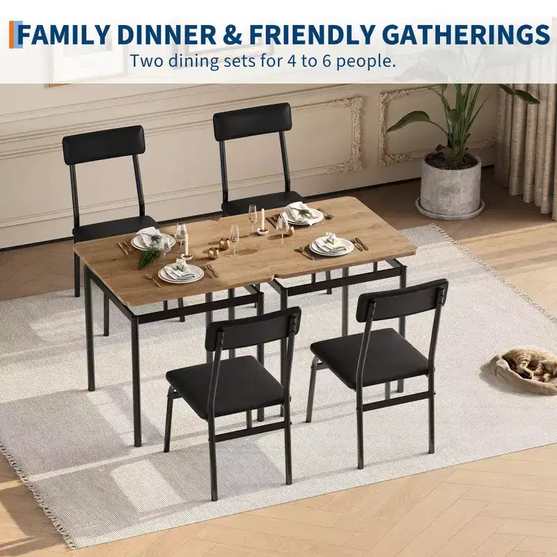 Industrial Dining Table Set for 2, Wooden Kitchen Table Set, Farmhouse Breakfast Nook Furniture Set, for Dining Room, Apartment, Studio