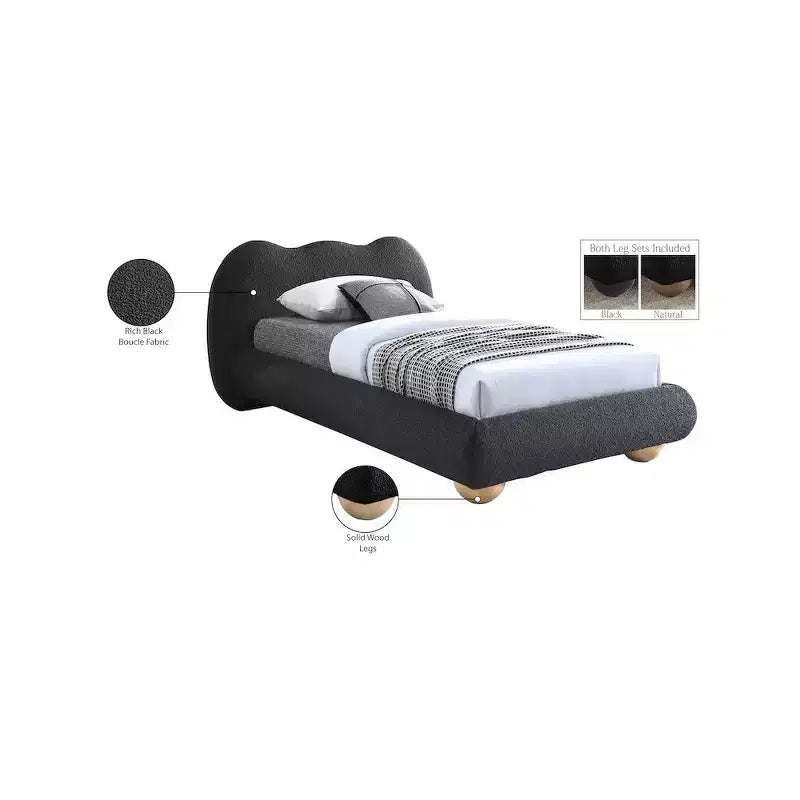 Meridian Furniture,Hyde Boucle Fabric Bed