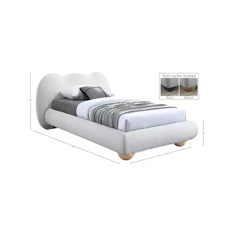 Meridian Furniture,Hyde Boucle Fabric Bed