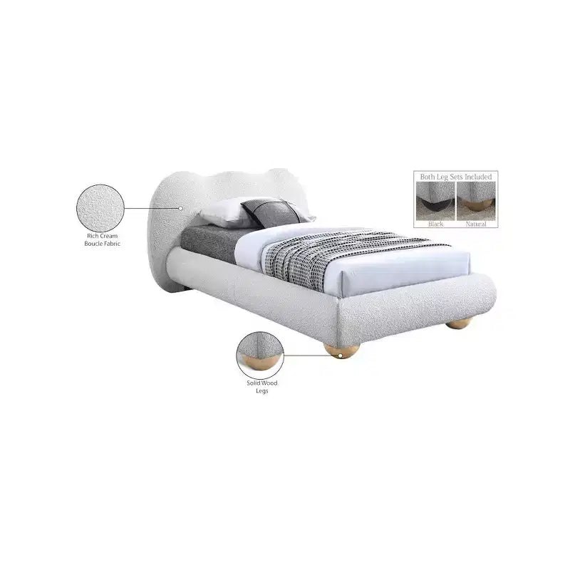 Meridian Furniture,Hyde Boucle Fabric Bed