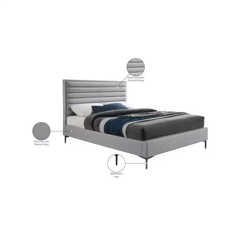 Meridian Furniture,Hunter Linen Textured Bed