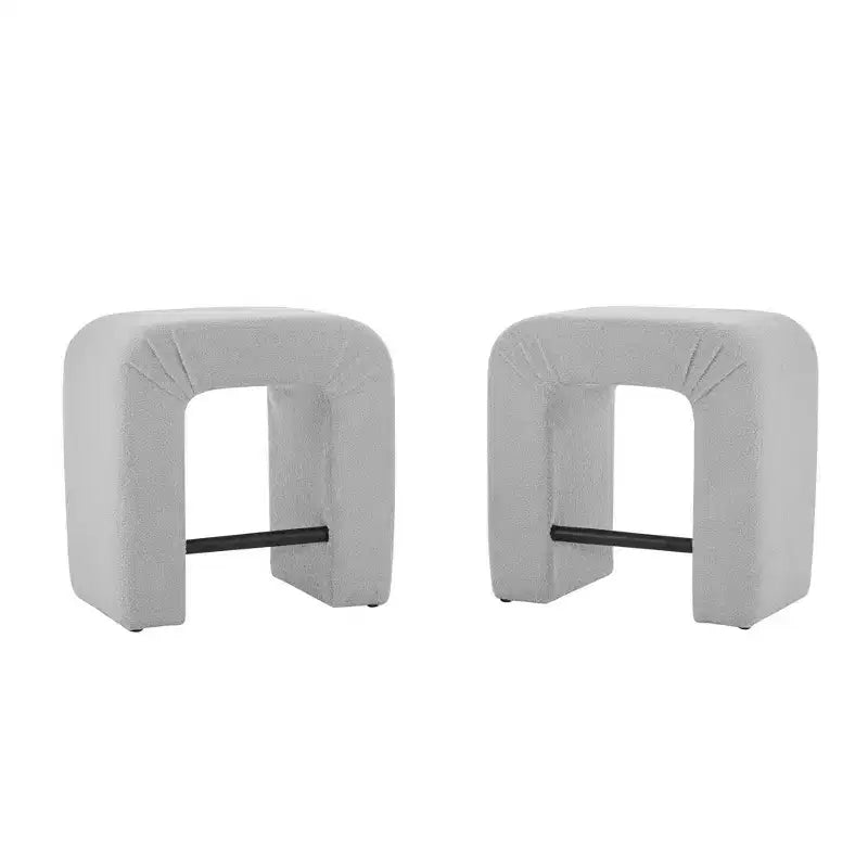 Okak 24 Inverted U-Shaped Boucle Bar Stools Set of 2, Modern Dining Chairs with Footrest, Chic Stools for Kitchen Island, Living Room