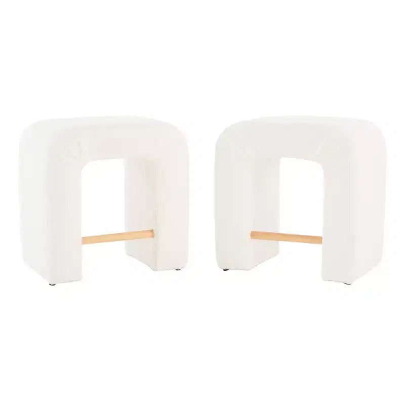 Okak 24 Inverted U-Shaped Boucle Bar Stools Set of 2, Modern Dining Chairs with Footrest, Chic Stools for Kitchen Island, Living Room