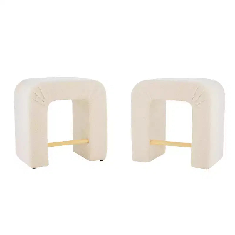 Okak 24 Inverted U-Shaped Boucle Bar Stools Set of 2, Modern Dining Chairs with Footrest, Chic Stools for Kitchen Island, Living Room