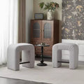 Okak 24 Inverted U-Shaped Boucle Bar Stools Set of 2, Modern Dining Chairs with Footrest, Chic Stools for Kitchen Island, Living Room