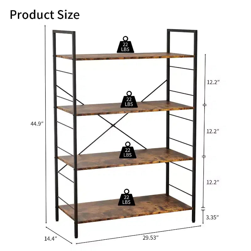 4-layer wooden bookshelf,45-inch modern simple bookshelf,shelf suitable for living room and bedroom