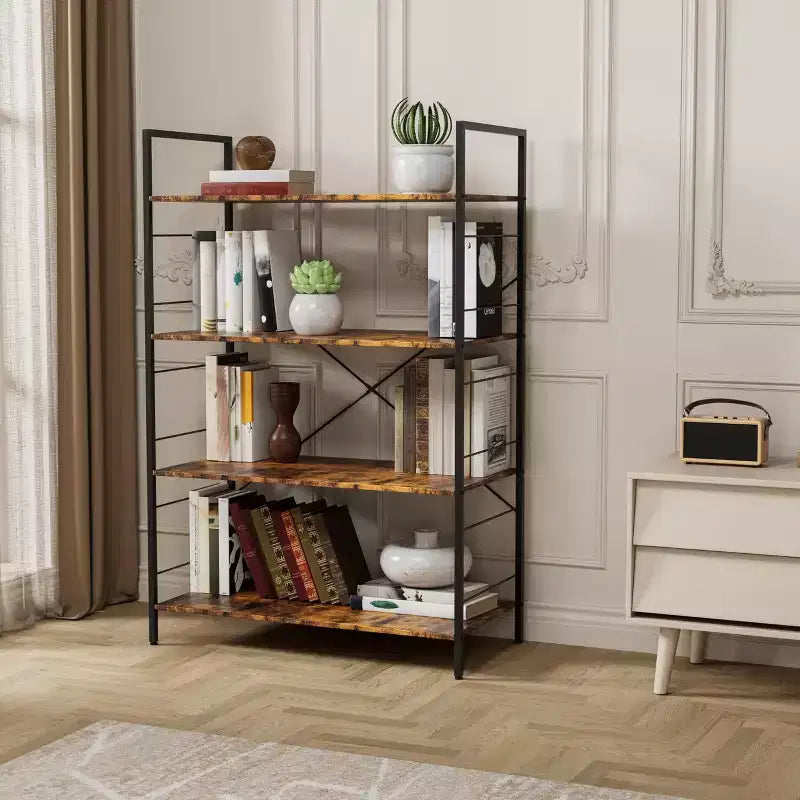 4-layer wooden bookshelf,45-inch modern simple bookshelf,shelf suitable for living room and bedroom