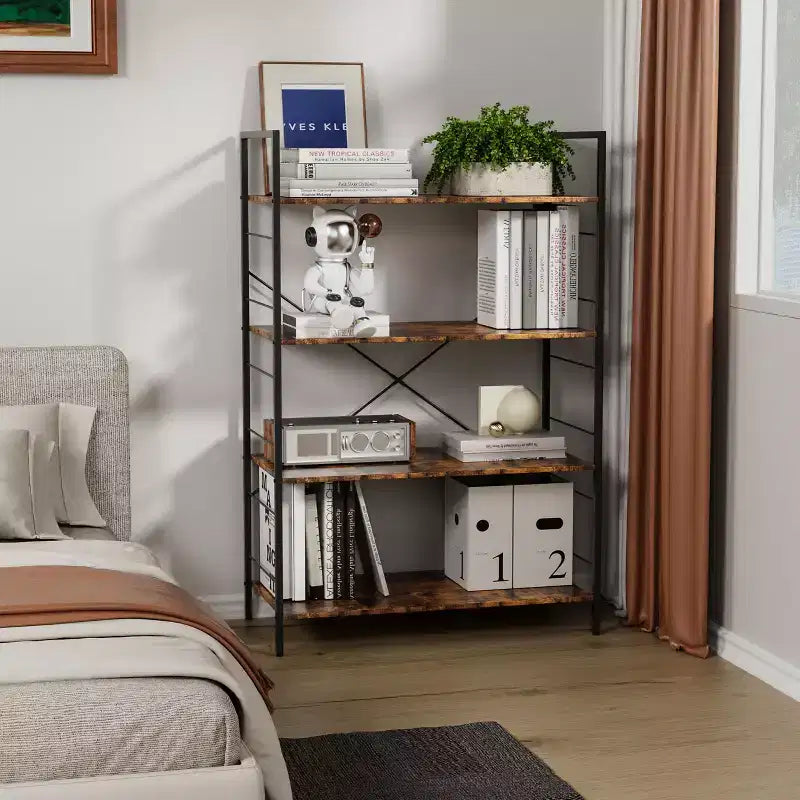 4-layer wooden bookshelf,45-inch modern simple bookshelf,shelf suitable for living room and bedroom