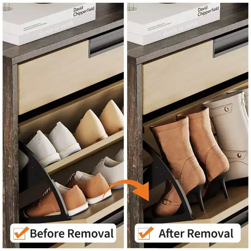 Shoe Storage Cabinet with 3 Flip-Drawers, Hidden Entryway Organizer, Freestanding Narrow Shoe Rack for Hallway & Living Room