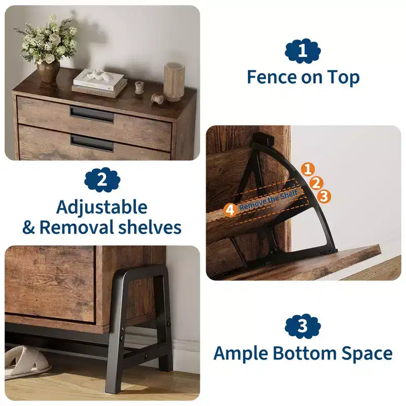 Shoe Storage Cabinet with 3 Flip-Drawers, Hidden Entryway Organizer, Freestanding Narrow Shoe Rack for Hallway & Living Room