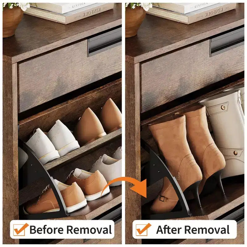 Shoe Storage Cabinet with 3 Flip-Drawers, Hidden Entryway Organizer, Freestanding Narrow Shoe Rack for Hallway & Living Room