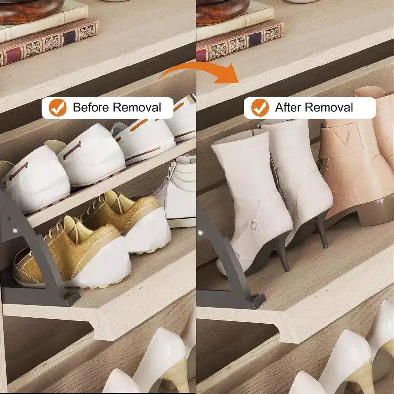 Acekool Wooden Shoe Cabinet, Flip Drawers, Adjustable Shelves, Space-Saving Hidden Shoe Organizer for Entryway, Hallway