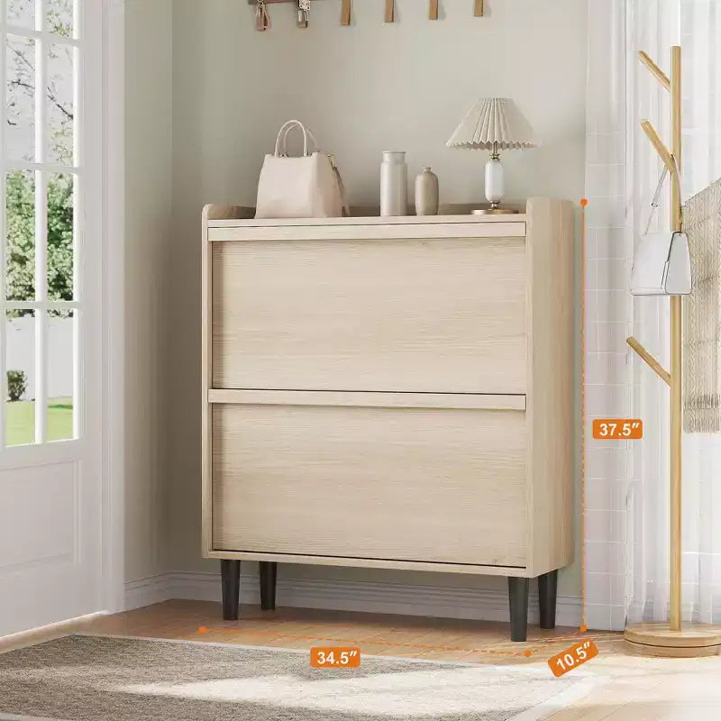 Acekool Wooden Shoe Cabinet, Flip Drawers, Adjustable Shelves, Space-Saving Hidden Shoe Organizer for Entryway, Hallway
