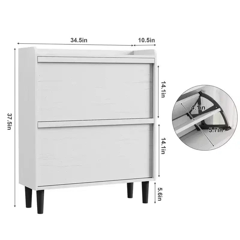Acekool Wooden Shoe Cabinet, Flip Drawers, Adjustable Shelves, Space-Saving Hidden Shoe Organizer for Entryway, Hallway