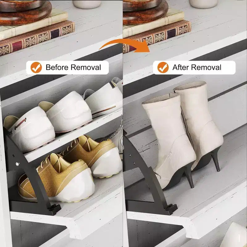 Acekool Wooden Shoe Cabinet, Flip Drawers, Adjustable Shelves, Space-Saving Hidden Shoe Organizer for Entryway, Hallway