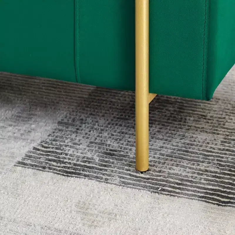 Homy Casa Upholstered Storage Bench with Cylindrical Arms, Modern Entryway or Bedroom Ottoman Bench with Hidden Storage, Emerald Green