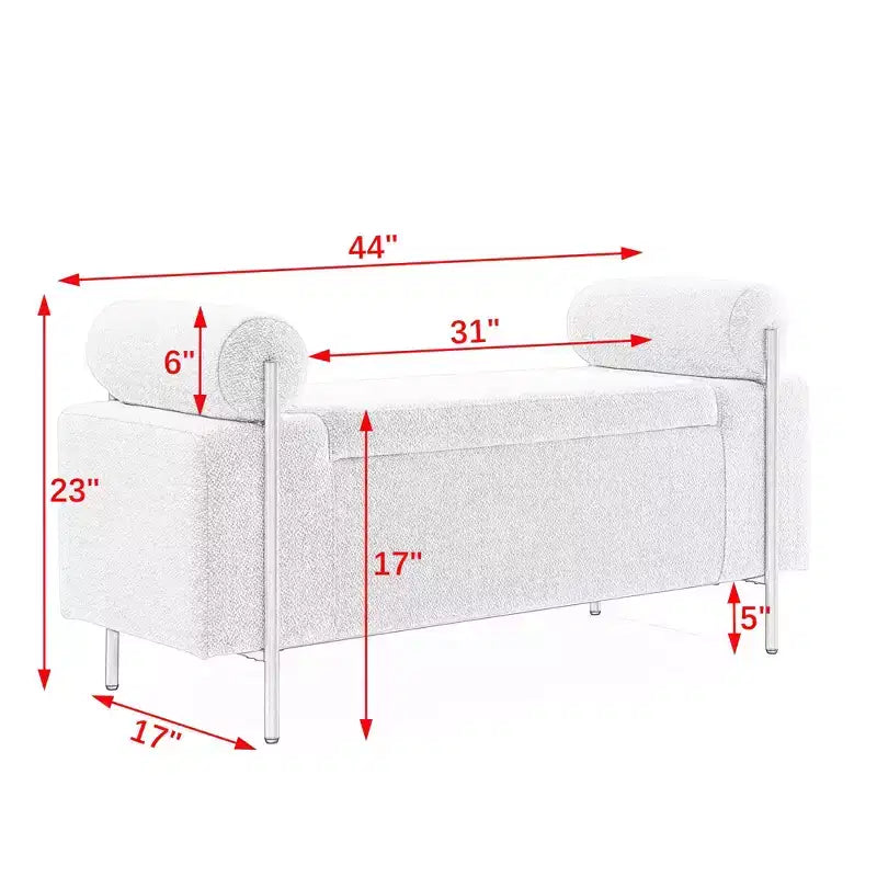 Homy Casa Upholstered Storage Bench with Cylindrical Arms, Modern Entryway or Bedroom Ottoman Bench with Hidden Storage, Emerald Green