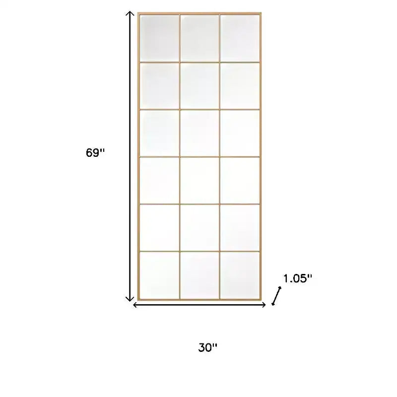 HomeRoots 69 Gold Iron Freestanding Geometric Framed Standing Mirror