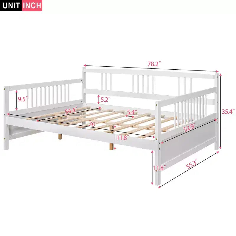 Bellemave Full Size Daybed with Support Legs, White