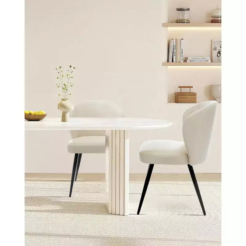 COZONY Dining Chairs Set of 2 - Mid-Century Modern Faux Leather Upholstered Chairs, Padded Seat/Back Metal Legs for Kitchen Dining Room