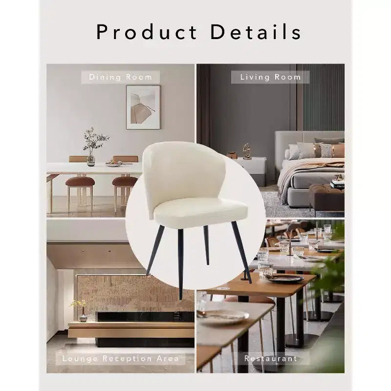 COZONY Dining Chairs Set of 2 - Mid-Century Modern Faux Leather Upholstered Chairs, Padded Seat/Back Metal Legs for Kitchen Dining Room