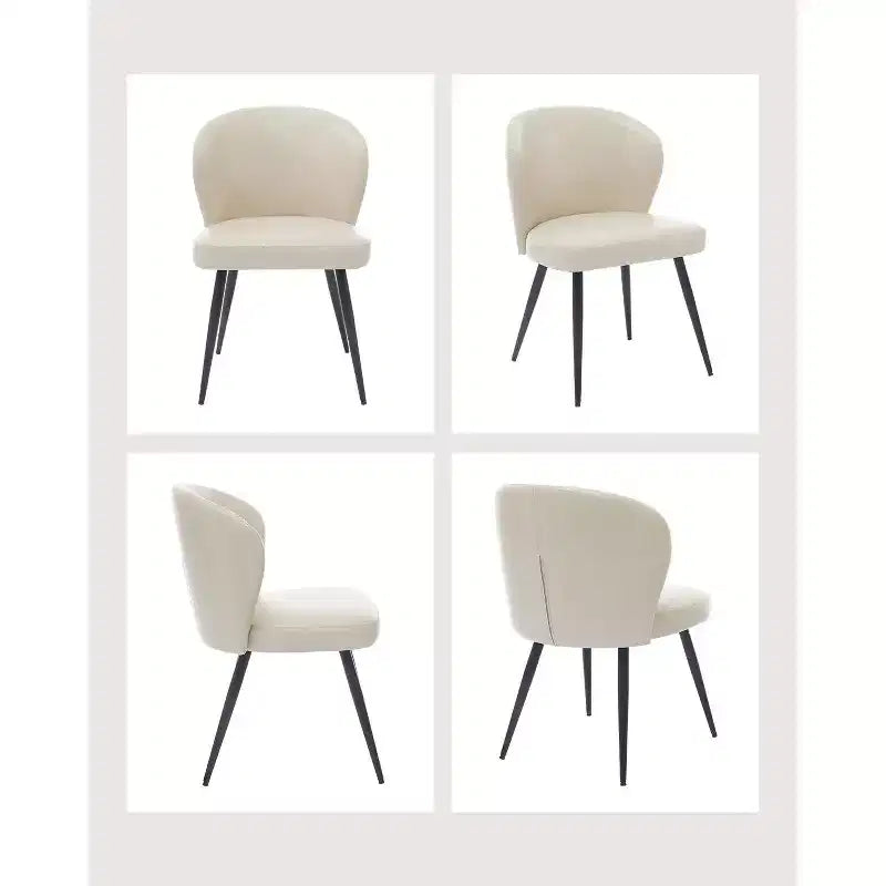 COZONY Dining Chairs Set of 2 - Mid-Century Modern Faux Leather Upholstered Chairs, Padded Seat/Back Metal Legs for Kitchen Dining Room