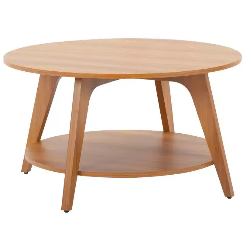 MAYEERTY 31.5 Round Side Table 2 Tier Storage Walnut Pattern MDF Sturdy