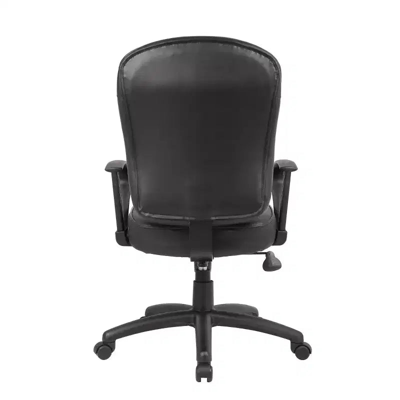 Leather Task Chair with Loop Arms Black - Boss Office Products: Swivel, Upholstered, Nylon Base, 275 lb Capacity