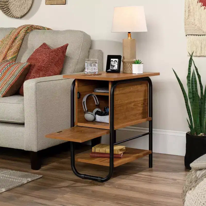 Union Plain Recliner Table Prairie Cherry - Sauder: Adjustable Shelf, Storage, Rectangle, MDF, 4 Point/Leg, Living Room