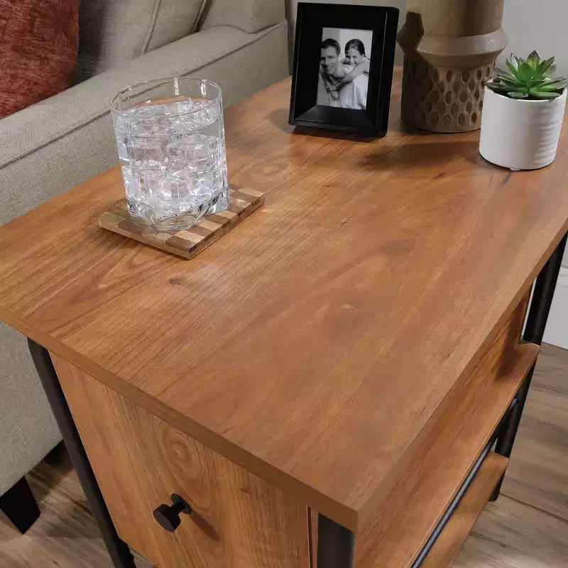 Union Plain Recliner Table Prairie Cherry - Sauder: Adjustable Shelf, Storage, Rectangle, MDF, 4 Point/Leg, Living Room