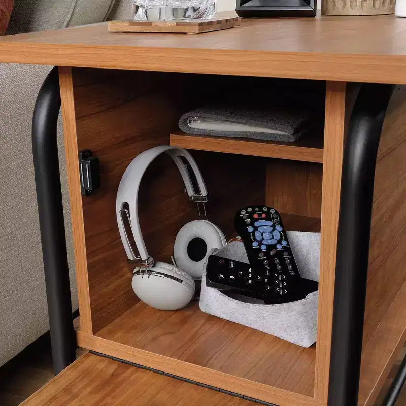 Union Plain Recliner Table Prairie Cherry - Sauder: Adjustable Shelf, Storage, Rectangle, MDF, 4 Point/Leg, Living Room