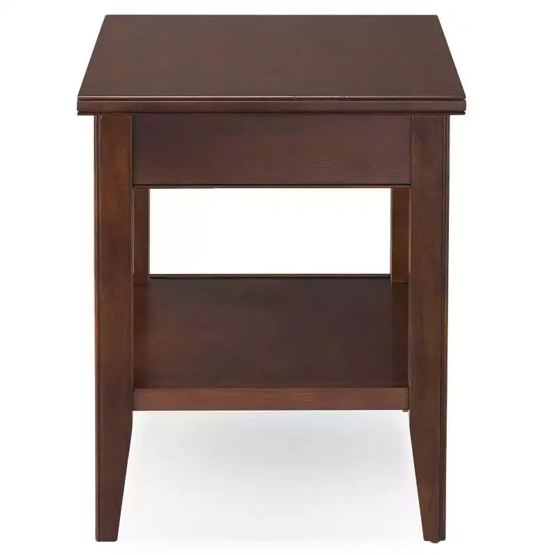 Leick Home Laurent Drawer End Table Chocolate Cherry Finish: Rectangular Side Table with Shelf, CARB Certified, No Tools Assembly