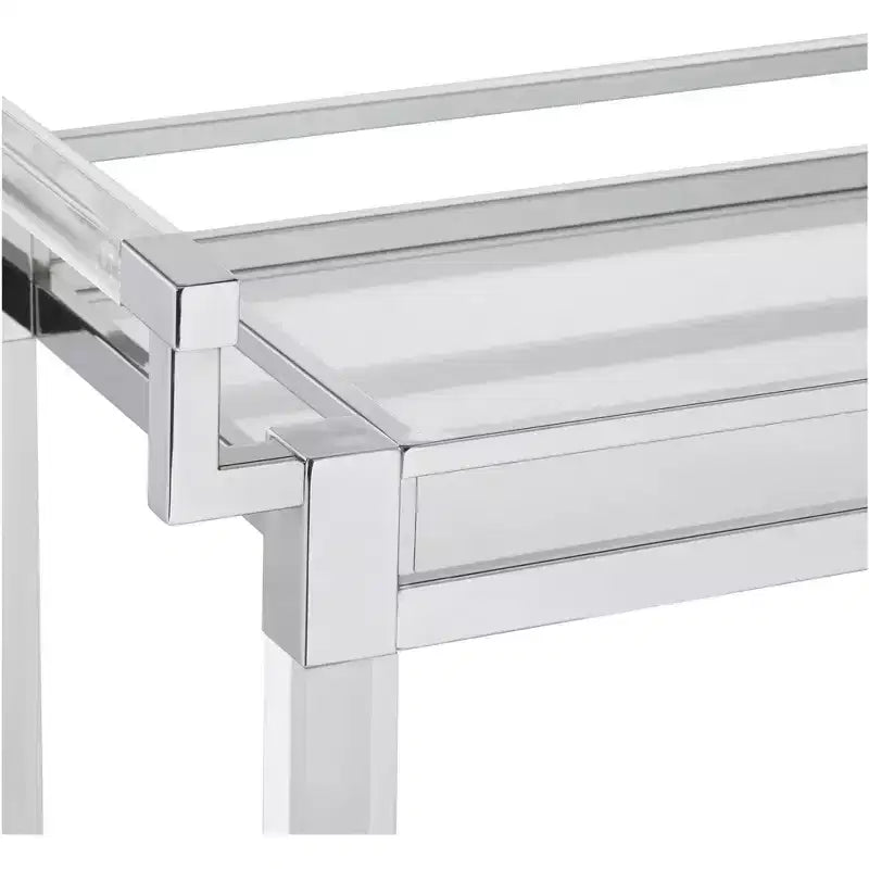 Studio 55D Rossi 32 3/4 Wide Clear Acrylic and Chrome Rolling Serving Bar Cart