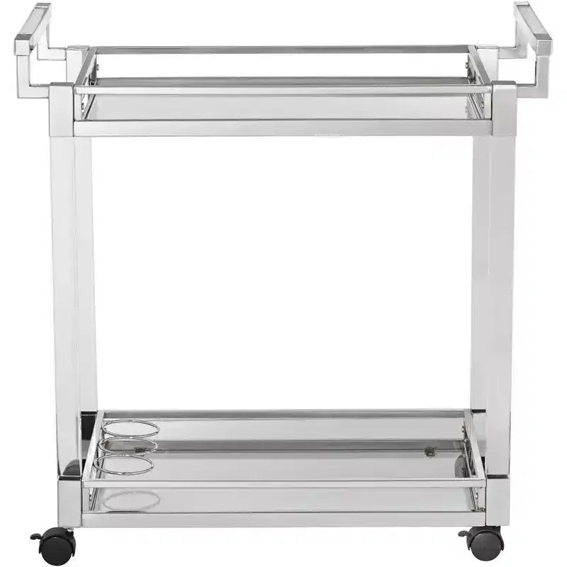 Studio 55D Rossi 32 3/4 Wide Clear Acrylic and Chrome Rolling Serving Bar Cart