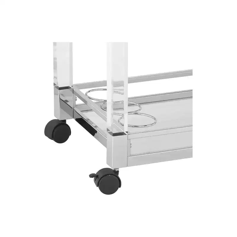 Studio 55D Rossi 32 3/4 Wide Clear Acrylic and Chrome Rolling Serving Bar Cart