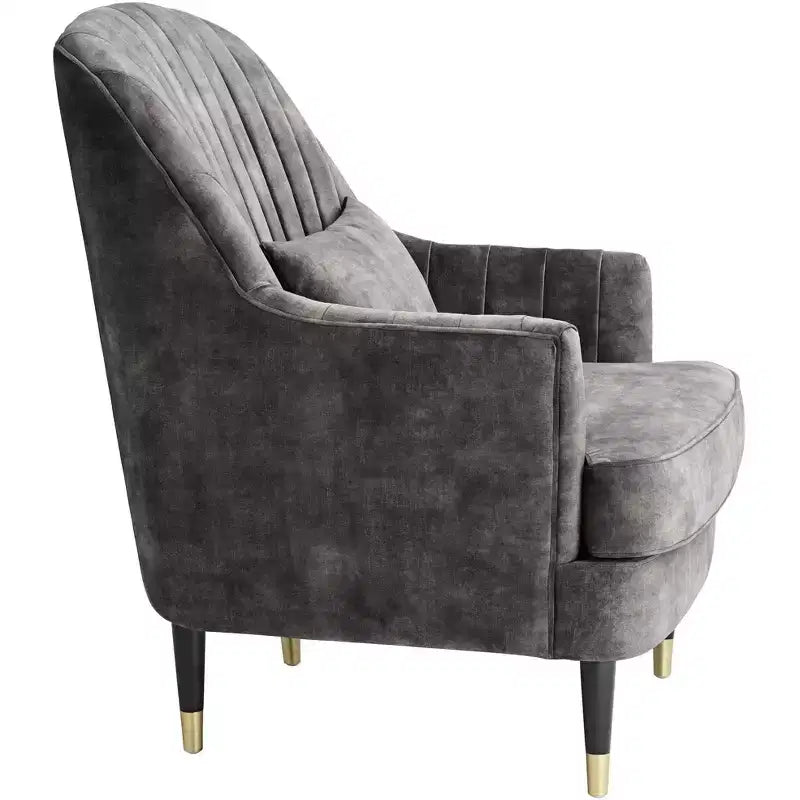 55 Downing Street Austen 28 Wide Tufted Charcoal Gray Velvet Armchair