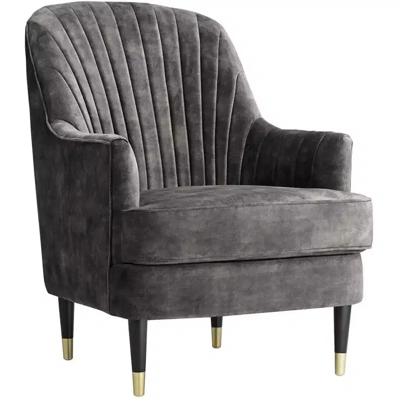 55 Downing Street Austen 28 Wide Tufted Charcoal Gray Velvet Armchair