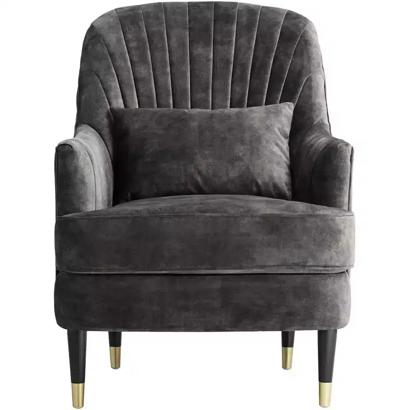 55 Downing Street Austen 28 Wide Tufted Charcoal Gray Velvet Armchair