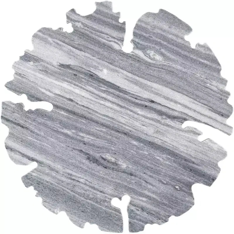 Coast to Coast Accents Polly Modern Cast Aluminum Round Accent Table 18 Silver Gray Lacey Pattern Stone Marble Tabletop for Living Room Bedroom House